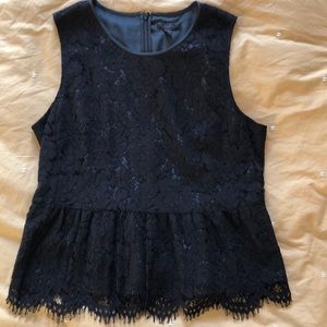 J. Crew lace overlay peplum top
